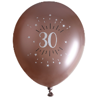 Verjaardag leeftijd ballonnen 30 jaar   6x   rosegoud   30 cm   Feestartikelen/versieringen