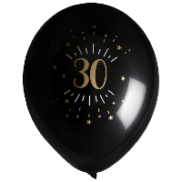 Verjaardag leeftijd ballonnen 30 jaar   8x   zwart/goud   23 cm   Feestartikelen/versieringen