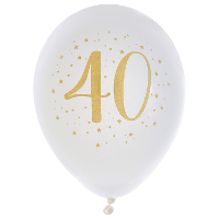 Verjaardag leeftijd ballonnen 40 jaar   8x   wit/goud   23 cm   Feestartikelen/versieringen