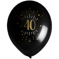 Verjaardag leeftijd ballonnen 40 jaar   8x   zwart/goud   23 cm   Feestartikelen/versieringen