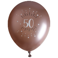 Verjaardag leeftijd ballonnen 50 jaar   6x   rosegoud   30 cm   Abraham/Sarah feestartikelen