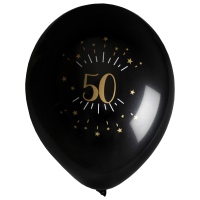 Verjaardag leeftijd ballonnen 50 jaar   8x   zwart/goud   23 cm   Abraham/Sarah feestartikelen