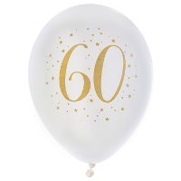Verjaardag leeftijd ballonnen 60 jaar   8x   wit/goud   23 cm   Feestartikelen/versieringen