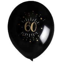 Verjaardag leeftijd ballonnen 60 jaar   8x   zwart/goud   23 cm   Feestartikelen/versieringen