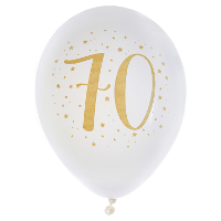 Verjaardag leeftijd ballonnen 70 jaar   8x   wit/goud   23 cm   Feestartikelen/versieringen