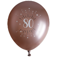 Verjaardag leeftijd ballonnen 80 jaar   6x   rosegoud   30 cm   Feestartikelen/versieringen