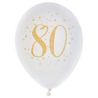 Verjaardag leeftijd ballonnen 80 jaar   8x   wit/goud   23 cm   Feestartikelen/versieringen