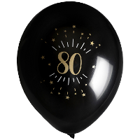 Verjaardag leeftijd ballonnen 80 jaar   8x   zwart/goud   23 cm   Feestartikelen/versieringen