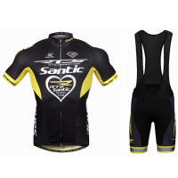 Santic Mens Bicycle Bike Cycling Suits Short Sports Jersey Short Sleeve And Bib Shorts