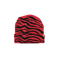 Luxe gebreide kindermuts met tijger print   rood/zwart