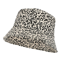 Vissershoedje/zonnehoedje luipaardprint   wit   one size   volwassenen   bucket hat