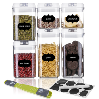 SAWAKE 6PCS Strakke Voedsel Opslag Container Set Plastic Voedsel Opslag Container Clear Rijst Doos Koelkast Organizer Th