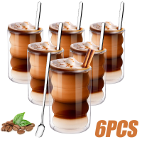 Latte Macchiato Glazen Dubbelwandig 350 ml Set van 6 Thermisch Glas Gemaakt van Borosilicaatglas, Espresso Kopjes, Koffi