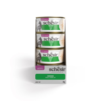 Schesir Complements kip (in bouillon) natvoer kat (blikjes) 4 trays (48 x 70 g)