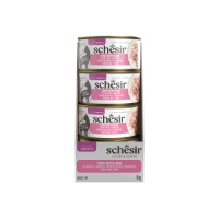 Schesir Complements tonijn met ham (in bouillon) natvoer kat (blikjes) 4 trays (48 x 70 g)