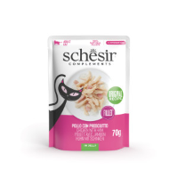 Schesir kip met ham (jelly) natvoer kat (zakjes) 2 dozen (24 x 70 g)