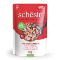 Schesir tonijn met garnalen (jelly) natvoer kat (zakjes) 4 dozen (48 x 85 g)