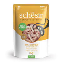Schesir tonijn met kip (jelly) natvoer kat (zakjes) 2 dozen (24 x 85 g)