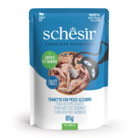 Schesir tonijn met sardines (jelly) natvoer kat (zakjes) 4 dozen (48 x 85 g)