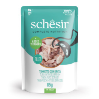 Schesir tonijn met zeebrasem (jelly) natvoer kat (zakjes) 4 dozen (48 x 85 g)