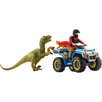 Schleich Dinosaurs   Vlucht op de quad voor Velociraptor speelfiguur