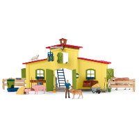 Schleich Farm World   Grote stal, geel speelfiguur