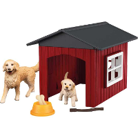 Schleich Farm World   Hondenhok met golden retrievers speelfiguur