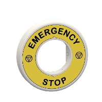 Schneider Electric ZBY9W3B330 ZBY9W3B330 Schilddrager Voor noodstop (Ø) 60 mm EMERGENCY STOP Geel, Grijs 1 stuk(s)