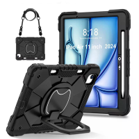 Schokbestendige tabletbeschermhoes met flexibele standaard en 360° roterende grip,ingebouwde potloodhouder,volledige sil