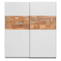 Schuifdeurkast Berlijn   wit/steigerlook   198x180x64 cm   Leen Bakker