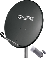 Schwaiger satellietinstallatie voor 1 satelliet  satellietschotel 60 cm, antraciet, LNB   1 aansluiting