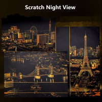 Scratch Golden City Night View Card Decorations Gift