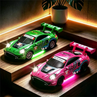 SCY 64001 1/64 2.4G 4WD Mini RC Driftende Auto Racer Alloy Body LED Licht Hobby Klas Desktop Speelgoed Voertuig Model