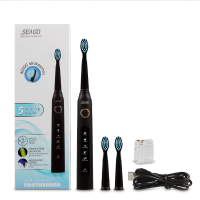 Seago E5 Sonic Electric Toothbrush 5 Optional Modes Usb Rechargeable Smart Timer Toothbrush Ipx6 Waterproof With 3 Replacement Brush Heads