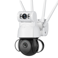SECTEC Dual Lens 360° Panoramische Draadloze WiFi Camera EU Plug met AI Gezichtsherkenning Mobiele Tracking IR Kleur Nac
