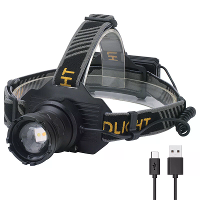 SEEKNITE 500M Afstand Slimme Sensor LED Hoofdlamp Spot/Floodlight Zoom,Geel/Wit Licht Aangepast,Type C Oplaadbaar,Vissen
