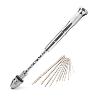Semi Automatic Mini Hand Drill With 10 Twist Drills Chuck Clamping 0.3 3.6Mm Micro Hobby Craft Drill