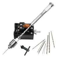 Semi Automatic Mini Hand Drill With 10 Twist Drills Chuck Clamping 0.3 4.0Mm Reamer Pin Hole Hand Drill