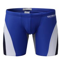 Seobean Splicing Color Skinny Fit Drawstring U Convex Surf Tropic Swimsuit Boxer Swim Shorts For Men