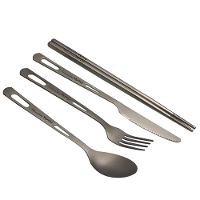 Servies Draagbare Titanium Bestek Set Ultralichte Buitenkant Mes Vork Lepel Bestek Reisset voor Reizen Kamperen Servies