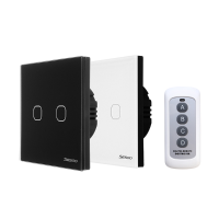Sesoo Sy6 02 D Eu/uk Standard 2 Gang 1 Way Rf433 Remote Smart Wall Switch Wireless Remote Control Switches Work With Broadlink Rm Pro