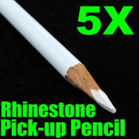 Set Of 5 White Nail Makeup Rhinestones Pick Up Pencils Tool