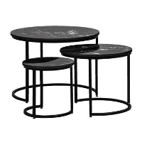 Set van 3 bijzettafels Boris   zwart   45xØ60 cm   Leen Bakker