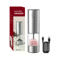 Set van RVS elektrische pepermolen oplaadbaar 95ML pepermolen set zeezoutmolen elektrische zwarte witte pepermolen fles
