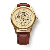 Sewor Black Brown Gold Mechanical Pu Leather Men Wrist Watch