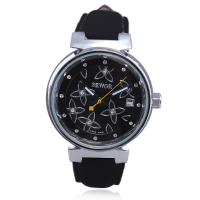 Sewor Flower Nubuck Leather Automatic Mechanical Women Wrist Watch
