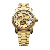 Sewor Gold Black Mechanical Roman Stainless Steel Men Wrist Watch