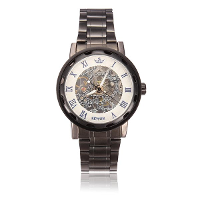 Sewor Stainless Steel Black Romen Mechanical Skeleton Men Wrist Watch