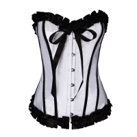 Sexy Bowknot Boned Satin Lace Up White Corset Bustier
