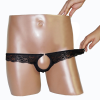 Sexy Exposed Hole Jj Convex Pouch Men Lace Transparent Thong